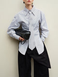 Simple Striped Shirt Women Can Wear A New Design Tie Side Open Top Southeast Asia