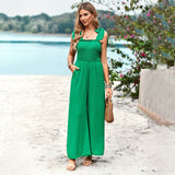 Real Shooting Women's Clothing 2025 Spring And Summer Temperament Casual Solid Color High-Waisted Chest Sling With Wide Leg Pants