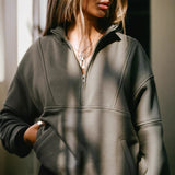Autumn And Winter Yoga Clothes Women's Sports Half-Zip-On T-Shirts Loose Long-Sleeved Sweater Street Women's Clothing 68HZ