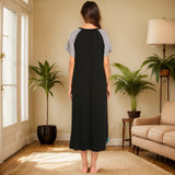 Spring And Summer Ladies Pyjamas Dress Color Cotton Frame Short Sleeve Dress Bumping Bag Women's Homewear Pajamas