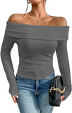 2025 Women's Out-Shoulder Long Sleeves And A Word Shoulder Women's Top T-Shirt Fashion