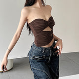2025 Summer New Women's Clothing Solid Color Repair Street Fashion One-Word Collar Wrapped Chest-Dress 68HZ