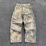Washing Branches Camouflage Pants Men's High Street To Make Old Broad Leg Work Pants Loose Straight Casual Pants 68HZ