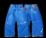 Hot Selling Spider Embroidery Ripped Jeans Men And Women Design Sense Harajian Hip Hops Straight Trousers 68HZ