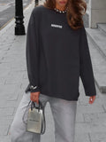 Women's Spring And Summer Loose Solid Color Oversize Round-Neck Long-Sleeved Casual T-Shirt Fashion Dress 68HZ