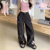 Punk Sweet Cool High-Rise Straight Jeans Women Y2k Subculture New Thin Loose Tug Long Pants 68HZ