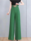 2025 New Solid Color Micro-Slung High Waist Lanky Trousers Slacks Wide Leg Pants Trousers Women