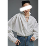 The New Casual Blogger Style Style Simple Slanted Blouse Is Quite Inclusive Of Free Ironing Shirt For Women