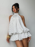 New Solid-Color Holiday Body Sexy Bare Back Hanging Waist Coat Pony Skirt Dress Dress Woman