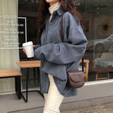 New Wicked Shirt Woman Y2k Long-Sleeved Folded Shirt Korean Long-Sleeved Bat Sleeves 68HZ