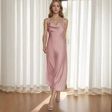 Women's New Acetate-Sing Skirt Sexy French Sling Dress