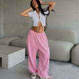 Women's Street Style Loose Casual Trousers Fashion Loose Waist Trousers 68HZ