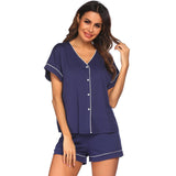 Summer Pajamas Set Short Sleeve Shorts Two-Piece Set Of Cardigans With Ms. Modele Homewear
