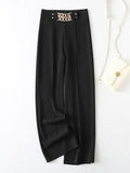 2025 New Solid Color Micro-Slung High Waist Lanky Trousers Slacks Wide Leg Pants Trousers Women
