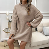 Dili 2025 Spring/Summer Women's Casual Leisurely Elegant Windy Long-Sleeved Women's Sweater Dress