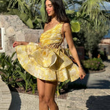 2025 Summer New Women's Fashion Print Showback Dress Sexy