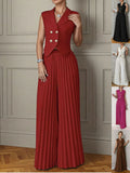 2025 Women's New Fashion Fashion Vest 100-Folded Skirt Pants Two Sets Of Trousers Set Women