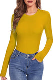 2025 Lady Long-Sleeved Round Collar T-Shirt Sexy Autumn Basic Top T-Shirt