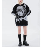 Two-Dimensional Anime Sweater Women In Harajuku Wind Round Knitted Knitted Jersey Hip Hop Dark Women's Clothing 68HZ
