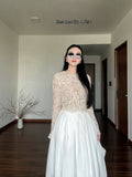 2026 Spring New Women's Fashion Sexy Round Lace Long-Sleeved White Umbrella Skirt Set Southeast Asia