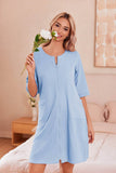 Lady Pajamas Waffle Five-Sleeves Before Zipper Homewear Casual Pajamas Girl