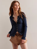 Fashion Hot New Long-Sleeved Round Neck Collar Button Ribs 2025 Women's Autumn And Winter Warm Design Feel Cardigan