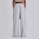 Street Hole-Breaking Slack Women Loose High Waist Hanging Feeling Irregular Sports Pants Tide 68HZ