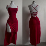 Ins Sexy Sling Open Skirt Woman Design Feel Back Strap Bare Back Party Body Dress Tide 68HZ