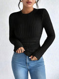 Autumn/Winter 2025 New Autumn Women's Casual Long Sleeve Round T-Shirt