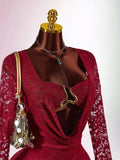 New Solid Color Body Sexy Temperament Lace Perspective Splicing Metal Design Kit Hip Skirt Dress Dress Woman