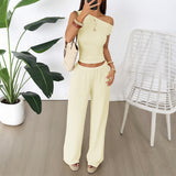 Dili Casual Holiday Vest Broad Leg Trousers Two Sets Of Women's Clothing 2025 Spring And Summer