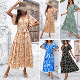 Dili Women's Clothing 2025 Spring And Summer Leisure Holiday Short-Sleeved Printed Dress