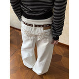 Vibe Printed Jeans Men And Women's High Street Design Sense Drag Trousers 68HZ