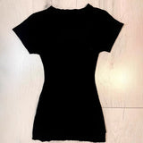 Vintage Black Tie-Dye Print T-Shirt With Thin Vintage Design V-Neck Short-Sleeved Punk Top 68HZ