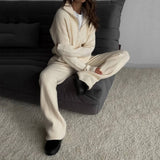 2025 Fashion Women's Spring And Autumn Temperament Casual Half-Zip-Collar Knitting Set 68HZ
