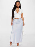 Ins Pure Passion Hottie Lace Splicing V-Neck Short-Sleeved T-Shirt Royal Sister Temperament Sexy Waist Short Top