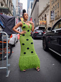 2025 Sling Spring/Summer Black Wave Tuxedo Knitted Dress Women's Dress