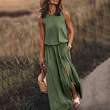 2026 Summer New Holiday Wind Solid Colored Rounded Clame Suspension Lantern Fork Dress Dress
