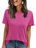 2025 Women's Round Neck New Casual Loose Solid Color Short-Sleeved T-Shirt