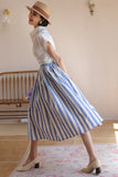 New French Retro Elegant Thin Striped Half-Skirt Set Holiday Style Skirt Skirt Skirt Half Body