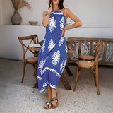 Dili 2025 Spring And Summer Leisure Bomichian Holiday Wind Hanging Neck Sleeveless Dress Woman
