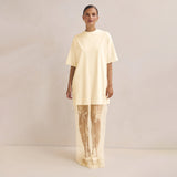 Dress 2025 New Loose Perspective Lace T-Shirt Long Women's Elegant Temperament High-Sense Skirt