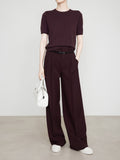 Ancora Red Straight Trousers Long Trousers Women's New Thick Thighs Broad-Legged Suit Pants