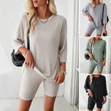 Dili Women's Clothing 2025 Spring And Summer Temperament Elegant Fashion Casual Long-Sleeved Short-Sleeved Trousers Set