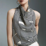 Spring And Summer New Printing Roman Line Twill Printing Hanging Neck Sexy Sling Vest Women