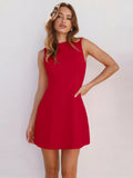 2025 New Temperament Sleeveless Artificial Wrap-Up Dressing Tight Fashion Sexy Solid Color Dress