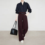 Spring Anola Red Straight Pants Long Pants Women's New Thick Twill Broad Leg Suit Pants