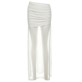 2025 Summer New Women's Solid Color Slimming Street Fashion High-Waist Net Half-Body Skirt 68HZ