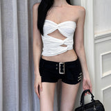 2025 Summer New Women's Clothing Solid Color Repair Street Fashion One-Word Collar Wrapped Chest-Dress 68HZ