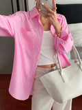 Dili Leisure Vacation Style Simple Striped Long-Sleeved Women's Shirt Women's Dresses Summer 2025